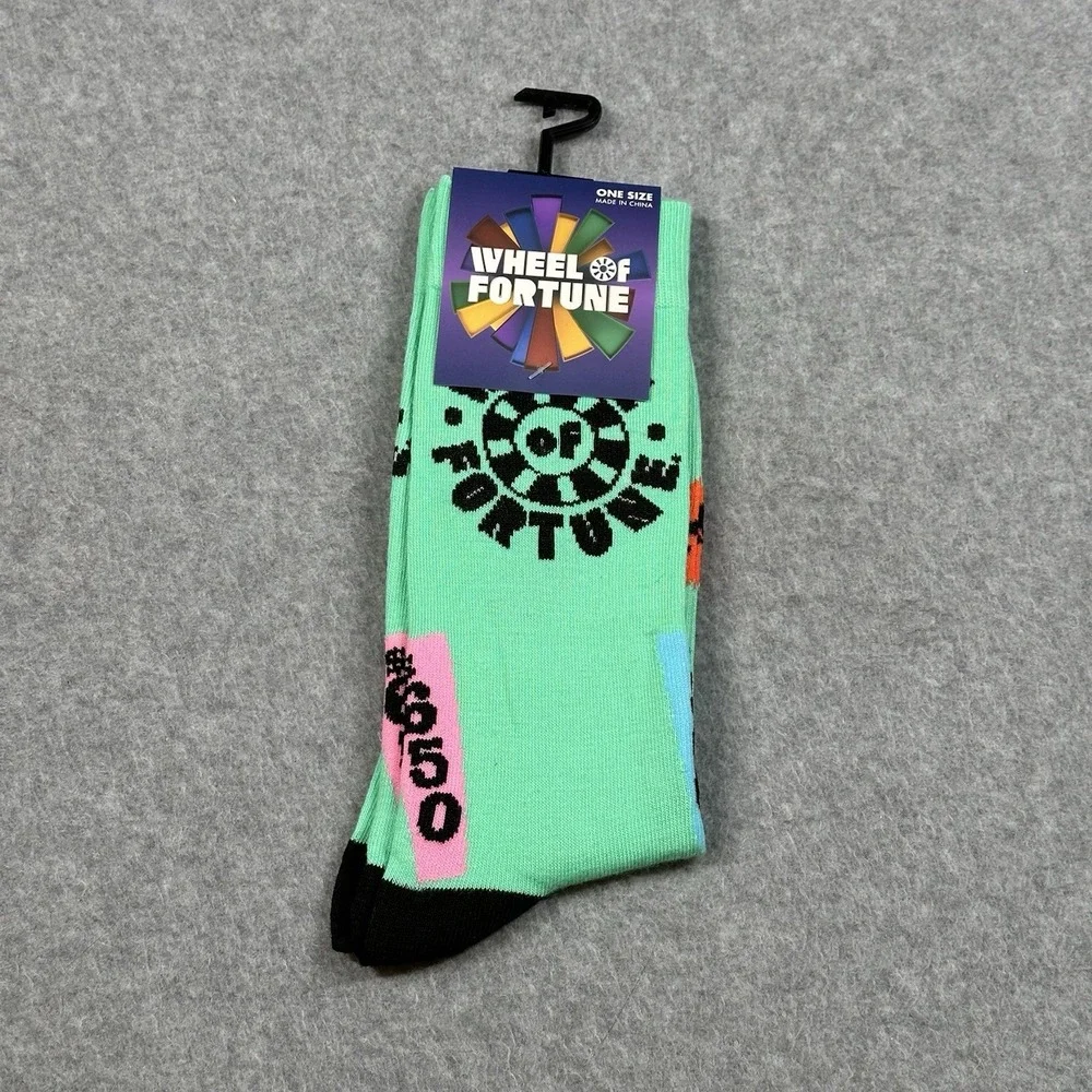 Wheel of Fortune Official Merchandise Crew Socks 7-12 Shoe Novelty TV‎ Game